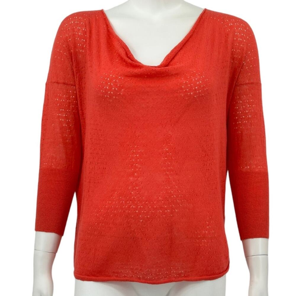 Guinevere Anthropologie Sweater Womens XS Coral Lightweight Linen Cotton Beachy‎